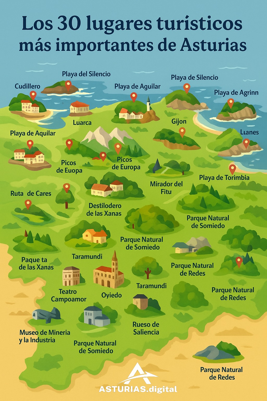 ¿Cuáles son los 30 lugares de interés en Asturias que todo turista o local debería visitar y conocer una vez en su vida?